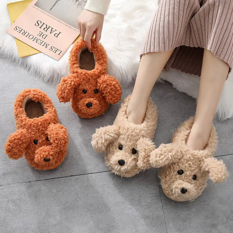 Fleece-Lined Dog Indoor Slippers